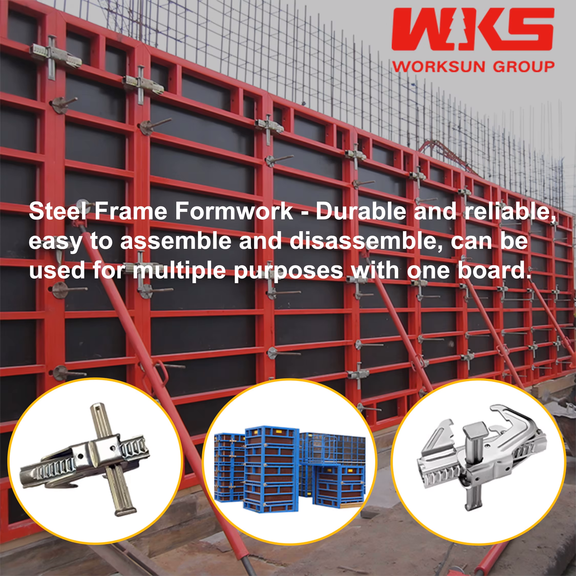 1200x2400mm Steel Frame Formwork High Strength Steel Formwork Panel Adjustable