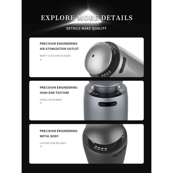 Low-noise Seven-color Ambient Light Car Aroma Diffuser with Aluminum Alloy Body and 10ml Capacity for Cars and Homes