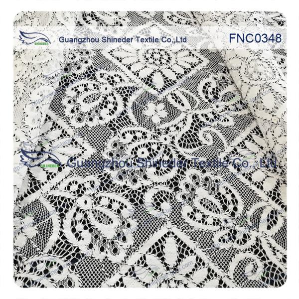 150CM Cotton Nylon Polyester  Lace Fabric Rhombic Floral Black Cord