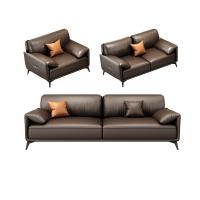 Sala de reuniões de escritório Sofá set 1 1 2 com mesa de chá em couro de design italiano
