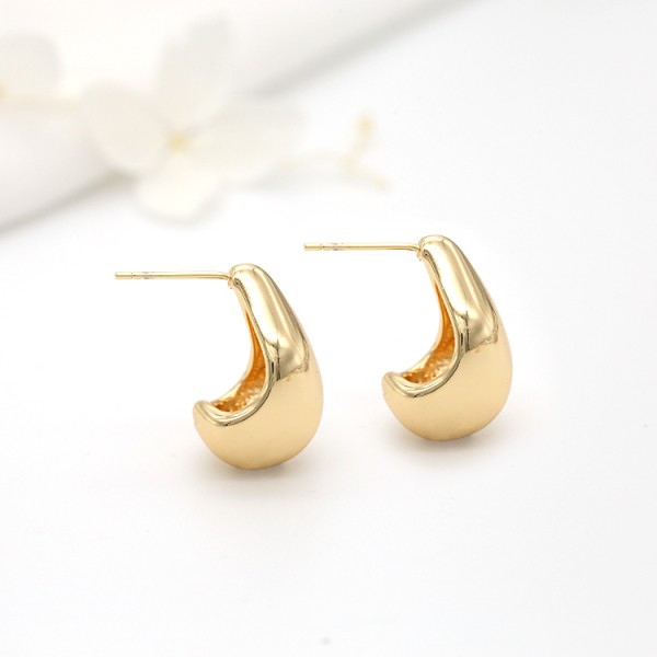 Fashion Minimalist Design With 14K Gold Plated Spoon Shaped Studs and Smooth Surface Customization for Women's Jewelry Earrings