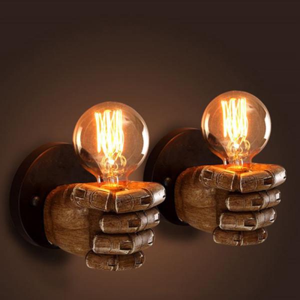 LED Retro Wall Lamp Cafe Bedroom  Creative Fist Resin Light wall mounted led lamps (WH-VR-19）