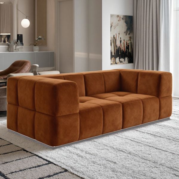 Customizable Modern White Tufted Rectangle Sofa Compressed Sponge Fabric for Office Living Room Villa for School Furniture