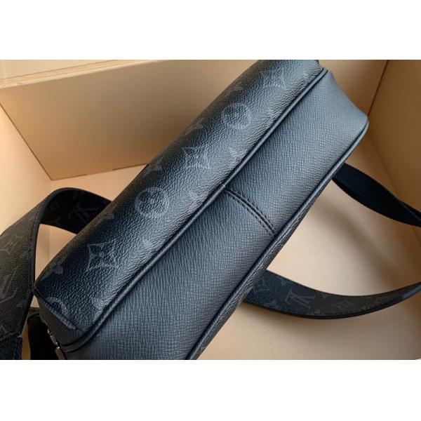 Black Square Taiga Leather Message Luxury Cross Body Bag Single Shoulder