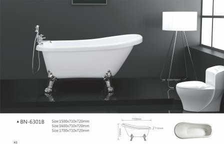 Acrylic Clawfoot Bathtubs Claw Bath Tub 1400MM Freestanding Clawfoot Tub