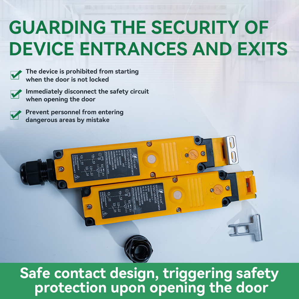 ISO14119 Compliant Safety Door Switch with Dual Monitoring and 1300N Tensile Strength for Industrial Machinery