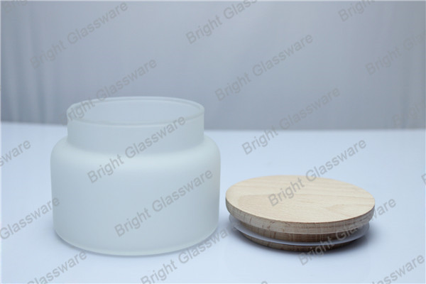 hot sale design clear glass candle jar with wooden lid for sale