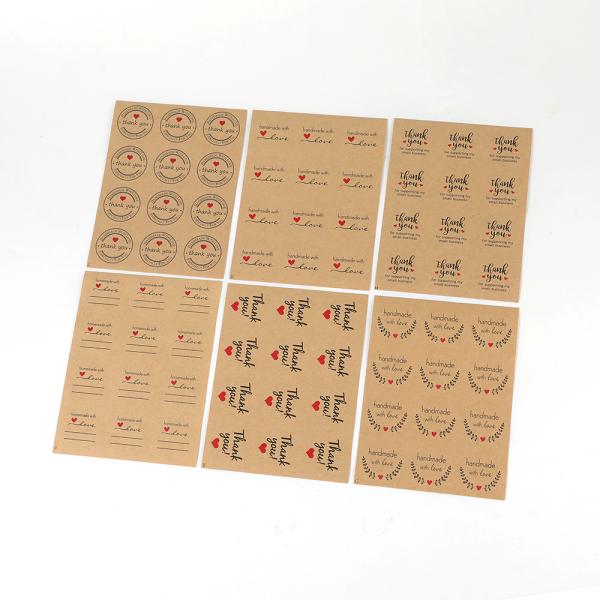 Kraft Paper Thank You Packaging Stickers Sheet Waterproof Custom Printing