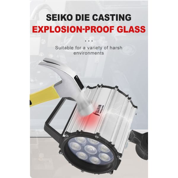 Lámpara de trabajo de cuello de cisne a prueba de explosiones, luz de trabajo LED impermeable para máquinas, brazo largo 24V 110V 220V