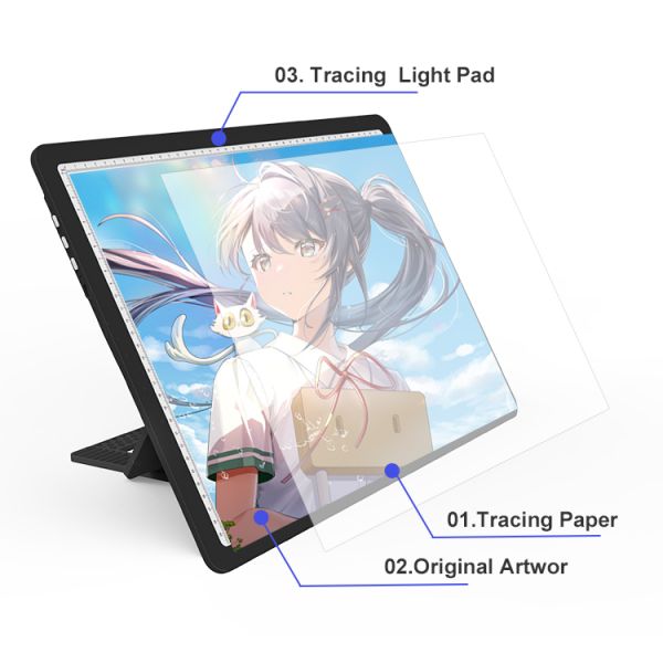 CE FCC ROHS Certified LED Light Pad A4 D90 6 Level Natural Light Drawing Board for 2D Animation Sketching Applications