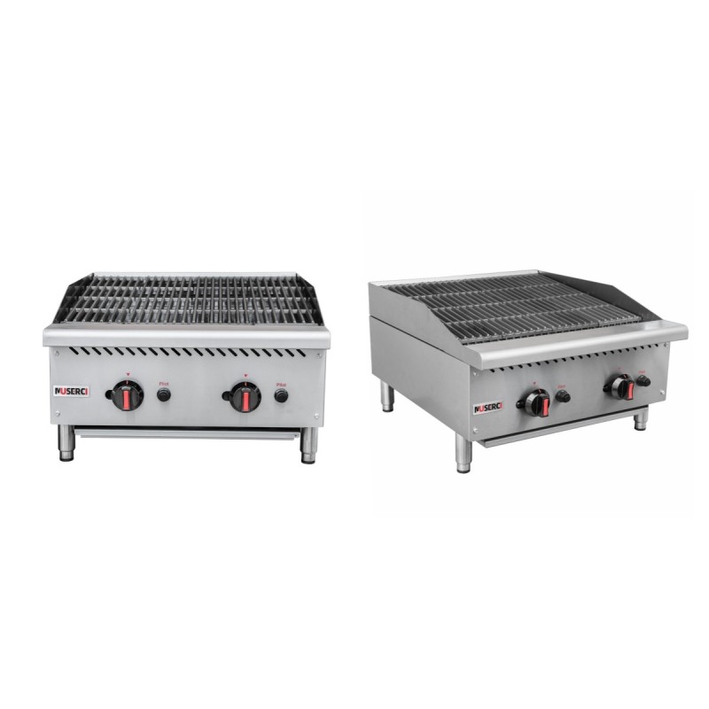 Commercial LPG / Natural Gas Charbroiler 2 Burners Stainless Steel CE Certified