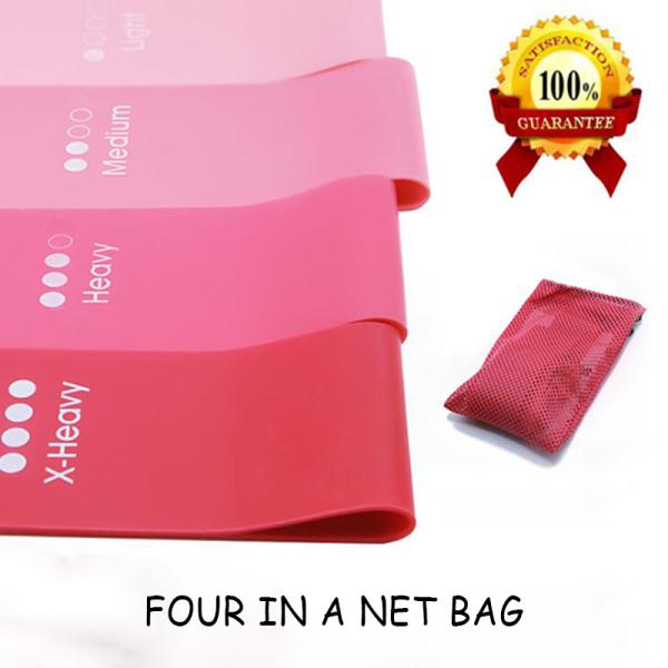 Logo Custom High Stretch Women Hip Butt Thigh Band 600*50mm 4 Pcs Set pink Mini Loop Resistance Band
