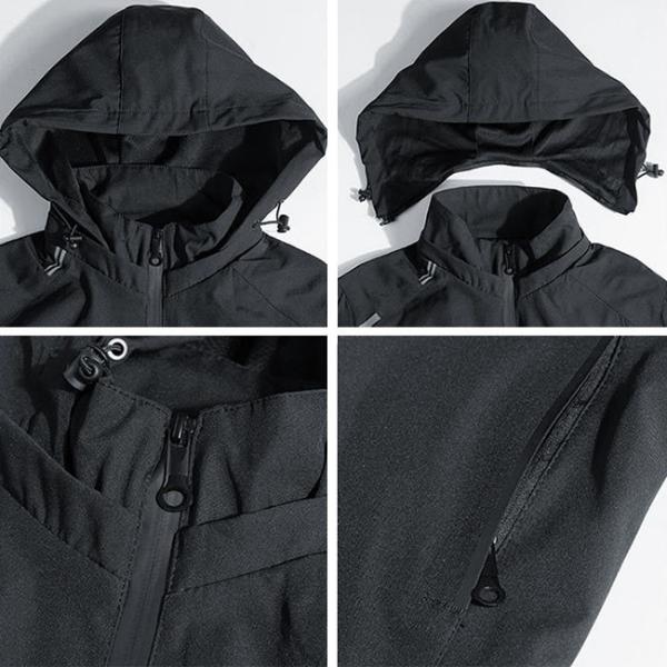 Windbreaker одежды Windproof крупноразмерных людей 100% хлопок черный с капюшоном