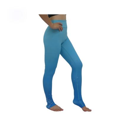 A sublimação azul da roupa do desgaste da ioga de Ombre imprimiu calças altas da ioga de Waisted
