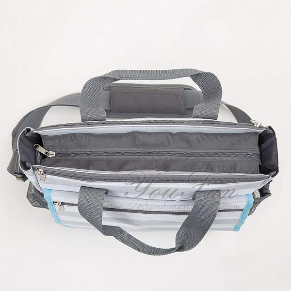 Stylish Grey Stripe Nappy Organizer Diaper Tote Bag