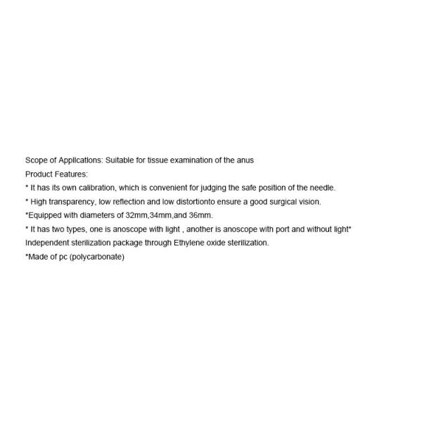 Медицинский пластик II класса Прозрачные одноразовые освещенные аноскопы Стерильные хирургические
