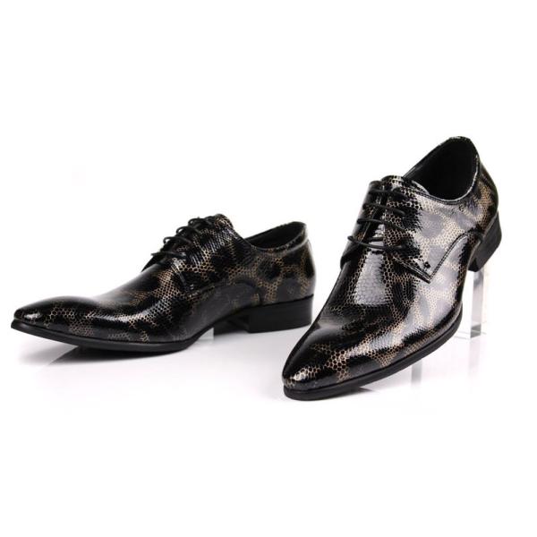 Crocodile Style Mens Black Brogue Shoes , Fashion Nightclub Genuine Snakeskin Shoes