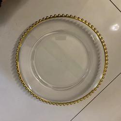Plastic Gold Beaded Acrylic Charger Plate Wedding Table Decoration Clear
