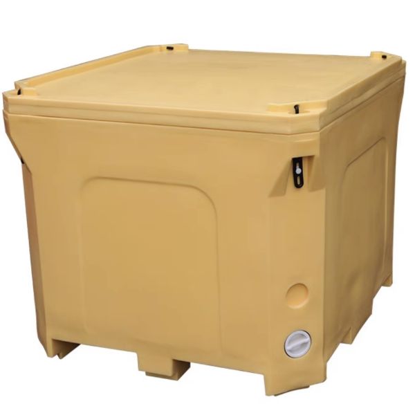 Heavy Duty 660L Rotomolded Cooler Box with 50mm PU Foam and Folk Lift Bottom for Fish Transportation