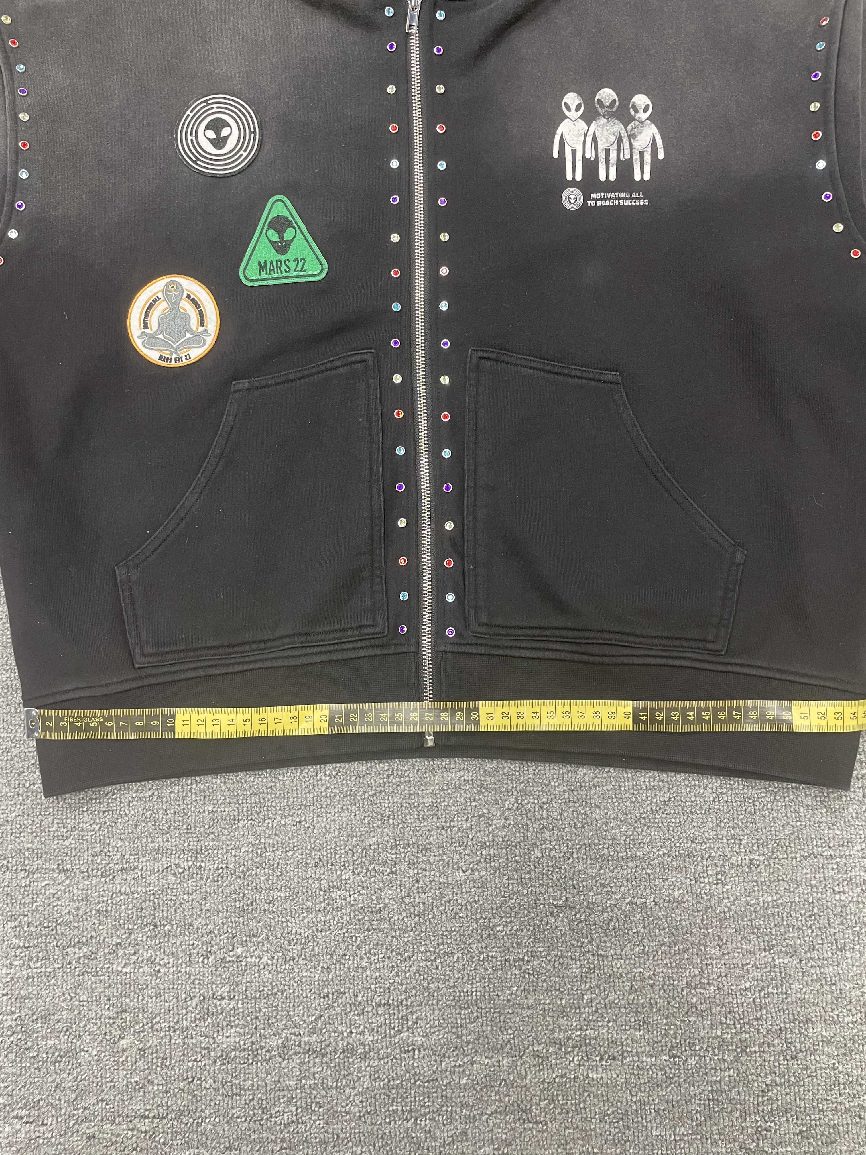 Tianan Custom Vintage Zipper Hoodies Acid Wash Patch Applique Screen Print Multi Color Rhinestone Loose Streetwear Men's Hoodie