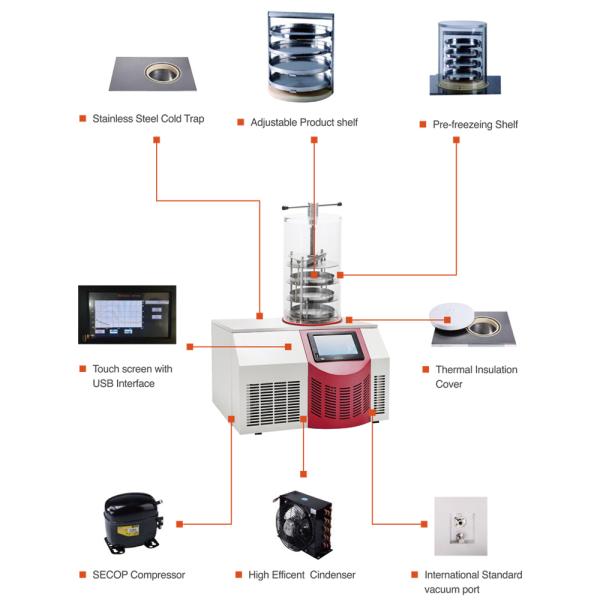 Laboratory Vacuum Biotechnology Pharmaceutical Dryers 70mm Shelf Spacing