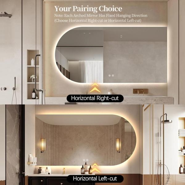 Arch Smart LED Bathroom Mirror , LED Illuminated Backlit Bathroom Mirrors