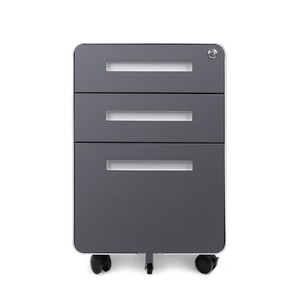 Compact Metal File Cabinet 3 Drawers Rounded Corners Removable Pedestal Home Bedroom School Work-White Grey Black Steel Storage