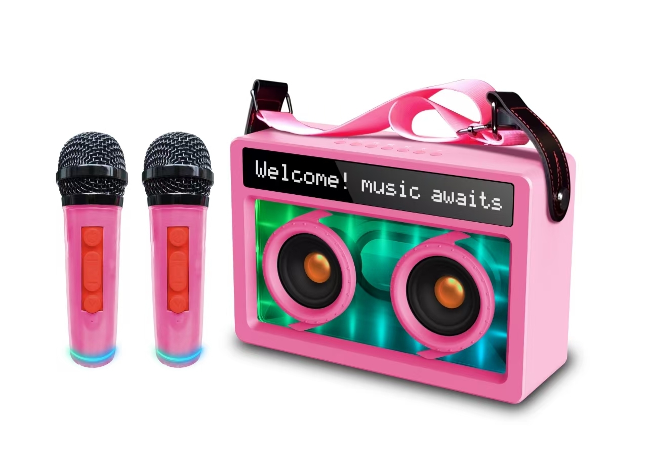 Bluetooth Speaker with Lyric Display & Wireless Karaoke Microphone, Home KTV Portable Bluetooth Audio Player, Ideal Gift for Family Party Entertainment