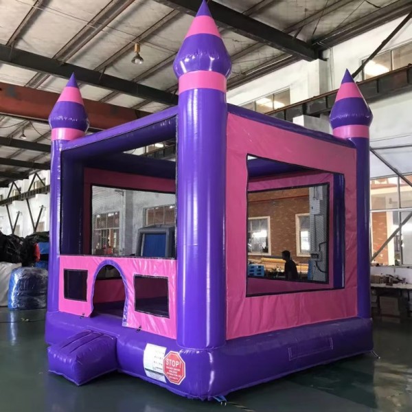 Purple Castle Inflatable Bounce House with Mesh Safety Walls for Kids Parties