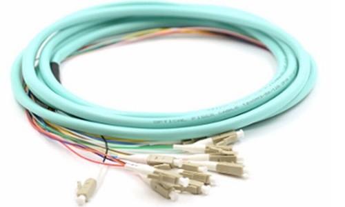 3 Meters Fiber Optic Pigtails Aqua OM2 / OM3 FC 12 Jacketed MM5010Gb For FTTH