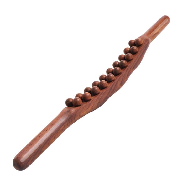 Double Row 20 Beads Gua Sha Wood Stick Tools for Body Massage and Lymphatic Drainage