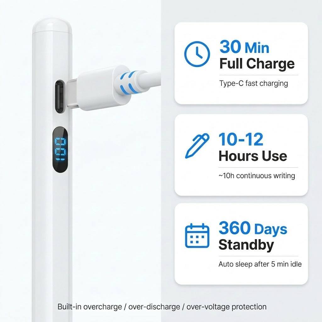 iPad Stylus Pen LED Digital Battery Display Type-C Fast Charge Active Pencil Palm Rejection Tilt 8 Colors OEM Wholesale