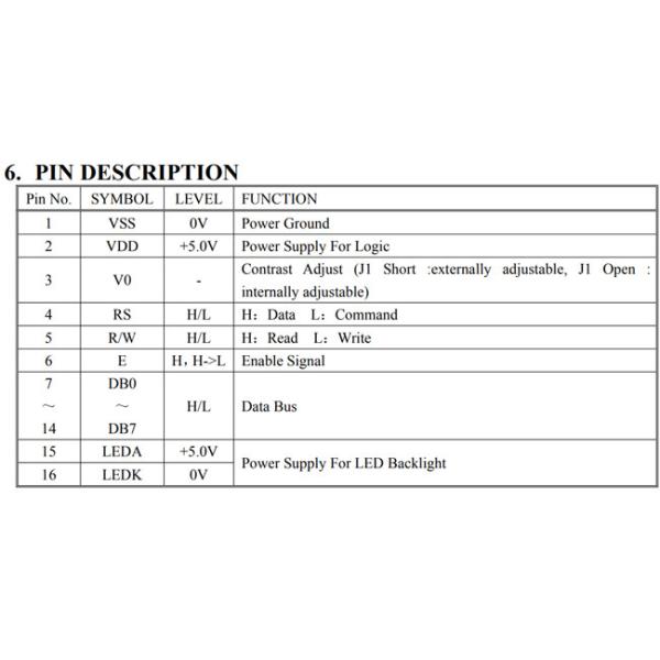 Характер LCD 16x2 5V интерфейса MPU изготовленный на заказ с контактным разъемом заголовка