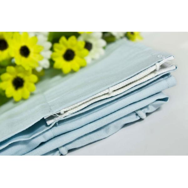 Ruffled Blackout Modern Window Curtains Light Blue Color 100% Cotton Country Style