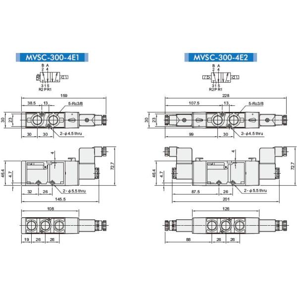 Mindman MVSC-300 Series MVSC-300-4E1 MVSC-300-4E2 Pneumatic Solenoid Valves