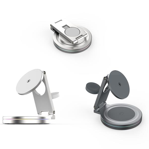 360-Degree Rotation 15W Magnetic Wireless Charger with Type C Cable 98.3*24.7*95.8mm