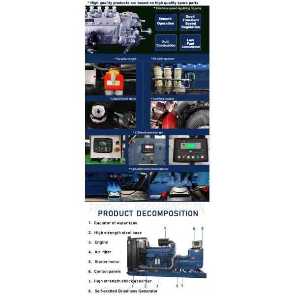 Générateur silencieux diesel Cummins 500kw AC 3 phases sortie en 100kw 160kw 200kw 250kw 300kw