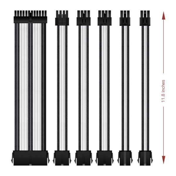 Sleeve Extension Power Supply Cable Kit 18AWG ATX 24P+ EPS 8-P+PCI-E8-P with Combs for PSU to Motherboard/GPU