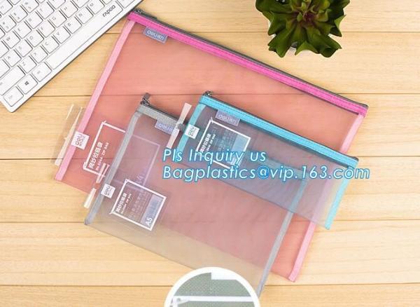 waterproof vinyl clear plastic zipper garment bag, clear vinyl a3 / a4 / a5 plastic pvc mesh zipper bag, Personal Care P