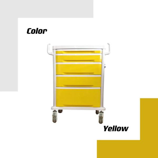 Hospital Mobile Medical Trolley Cart With Aluminum Alloy Frame Yellow