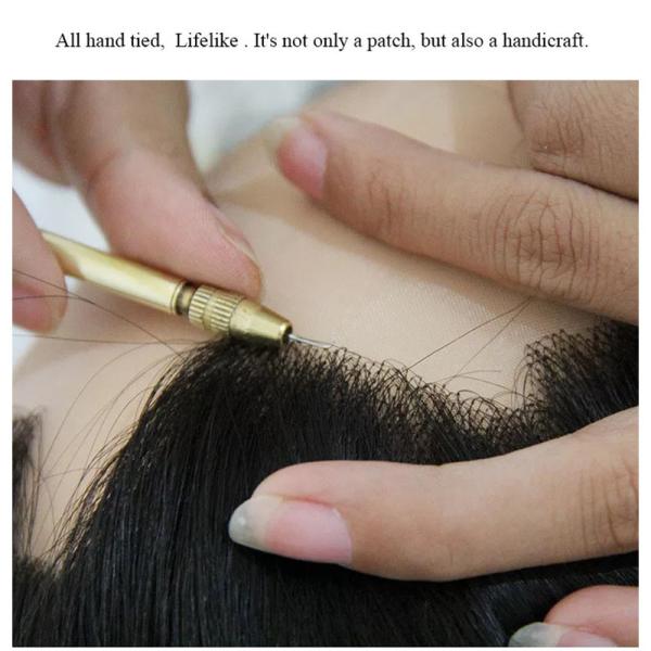Swiss Lace Injected Toupee for Men 100% Human Hair Replacement System 24mm Texture