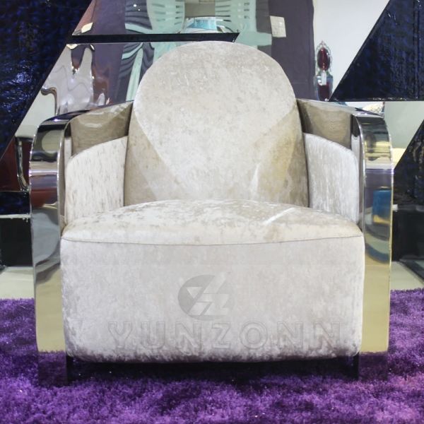 Luxury Gray Velvet /Genuine Leather/PU Sofa with Stainless Steel Legs for Living Dining Hotel Villa for Corner Apartment