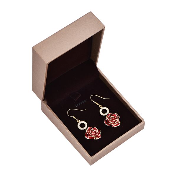 24k Gold Plated Rose Earrings Gifts for Girlfriend Holiday Preserved Flowers Wholesale Fashion Earrings