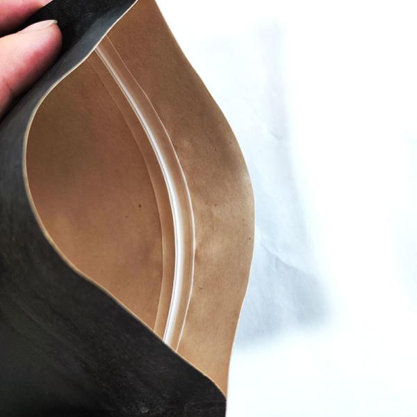 Papel Kraft negro marrón bolso de pie con cremallera vuelva a cerrarse reciclable digitalmente impreso