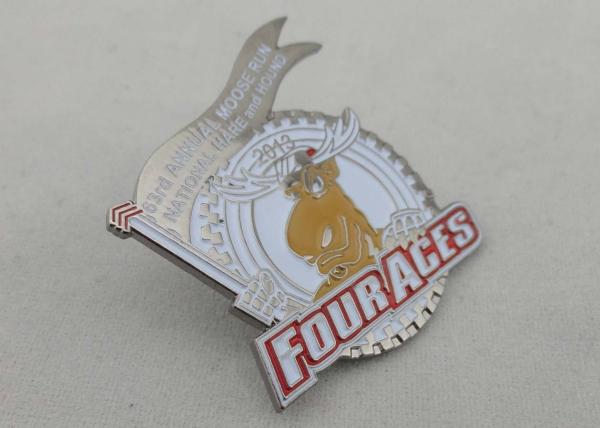 40 mm Men Four Aces Soft Enamel Pin , White Rabbit Nickel Plating Memorial
