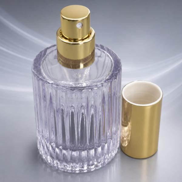 Luxury Aluminum Perfume Spray Pump with 21mm Gold Decorative Cap for Premium Fragrance Packaging