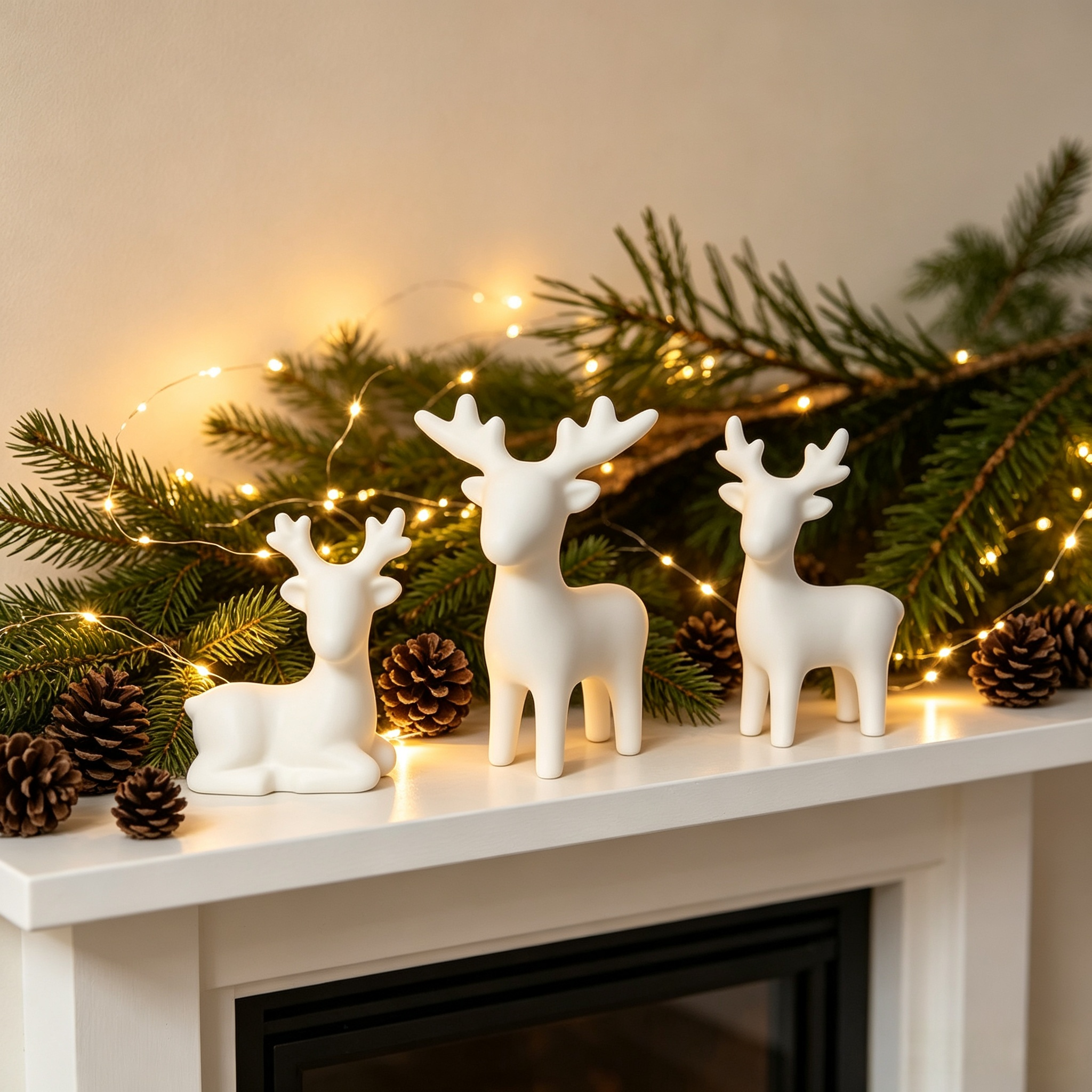 3 Pcs 3d Printable Christmas Ornaments Small Matte Deer Statue Decor For Desktop