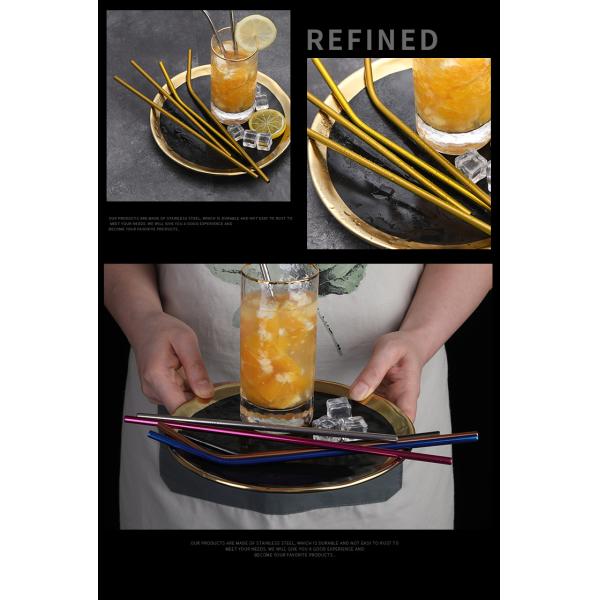 Customized Stainless Steel Smoothie Straws , Lightweight Rose Gold Metal Straws