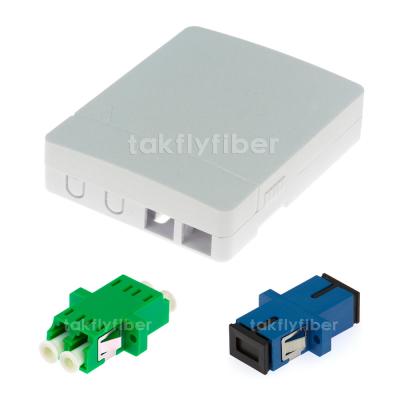 Wall Mount 2 Port Fiber Termination Box Plastic Mini Optical Fiber Access Terminal Box