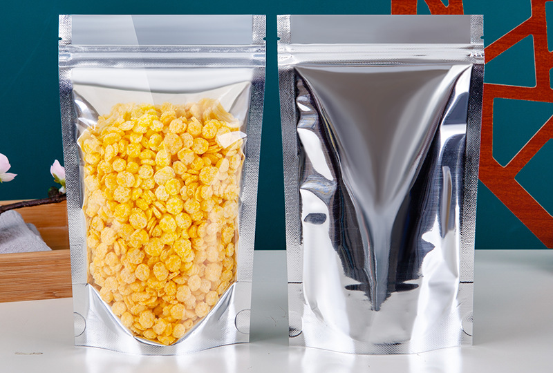 Resealable Zipper Bag Aluminum Foil Food Packaging Ziplock Pouch Front Transparent Clear Yin-Yang Standup Bag Plastic Custom Bag